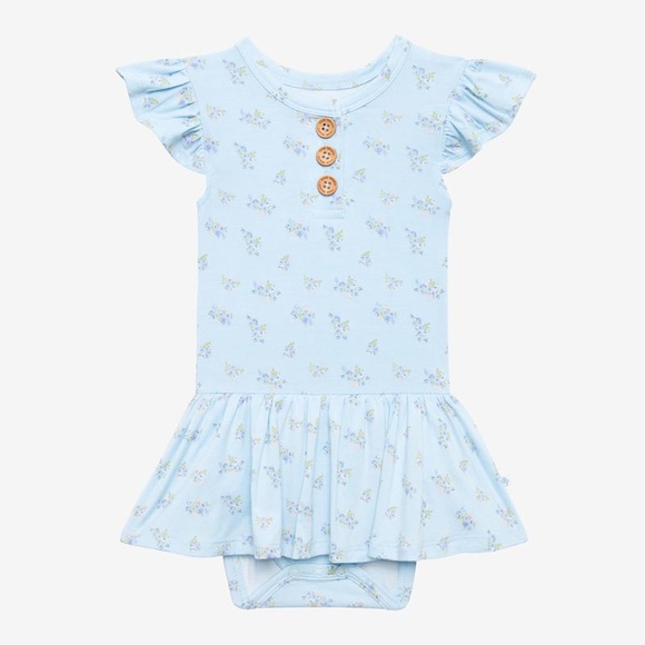 Posh Peanut Other - *Host Pick* Posh Peanut Bamboo Ruffled Capsleeve Henley Twirl Skirted Bodysuit